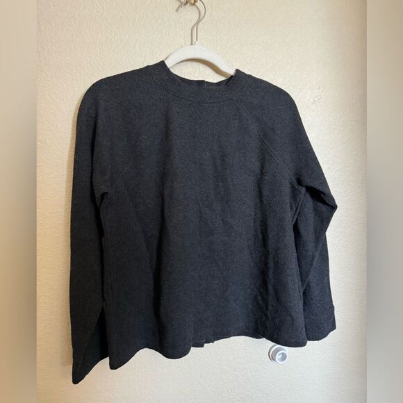 Madewell Mockneck Button-Back Knit Sweatshirt Top Sz Small Heathered Charcoal - Picture 2 of 10